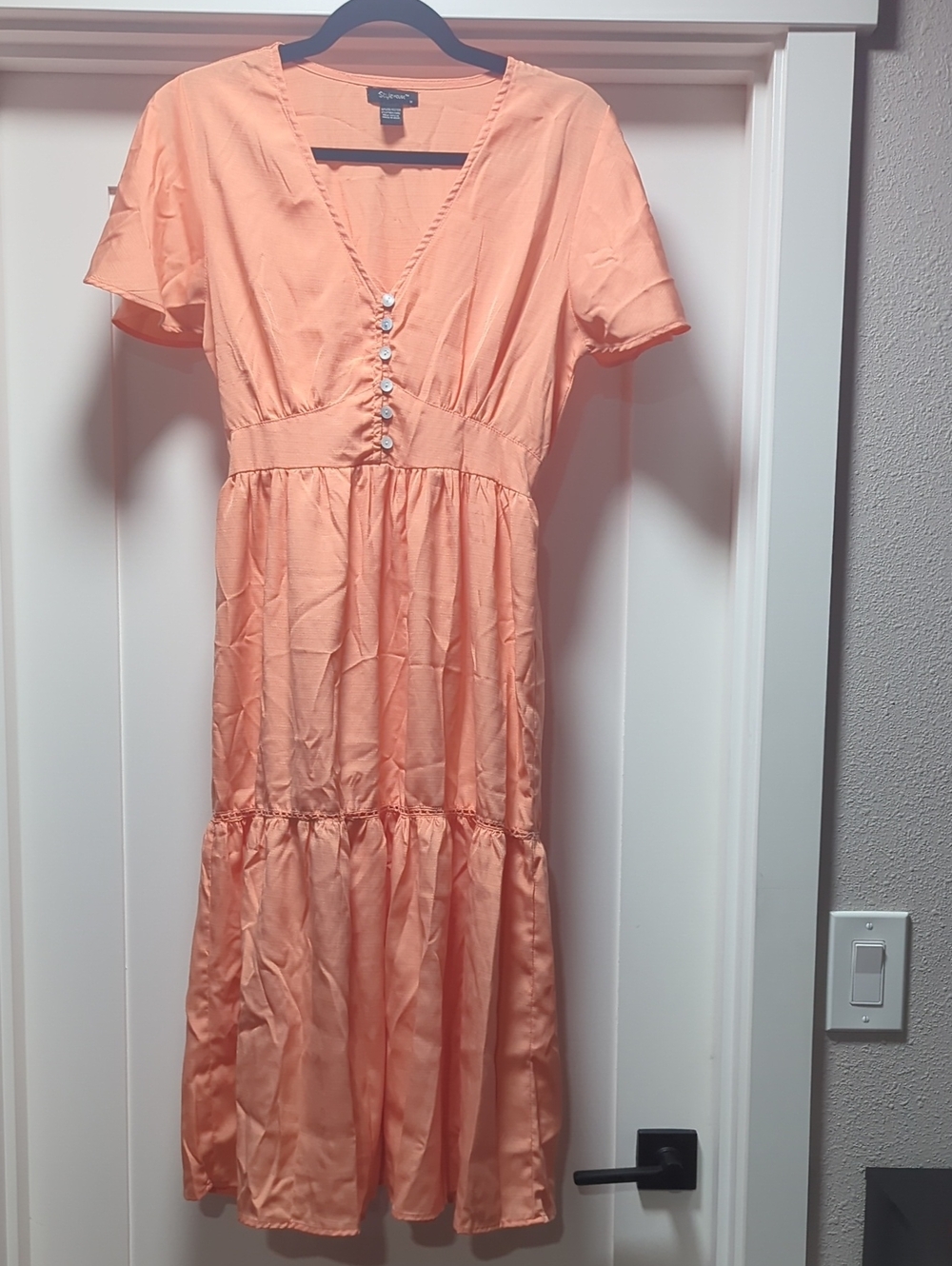 Style & Co. Peach Button-Front Maxi Dress